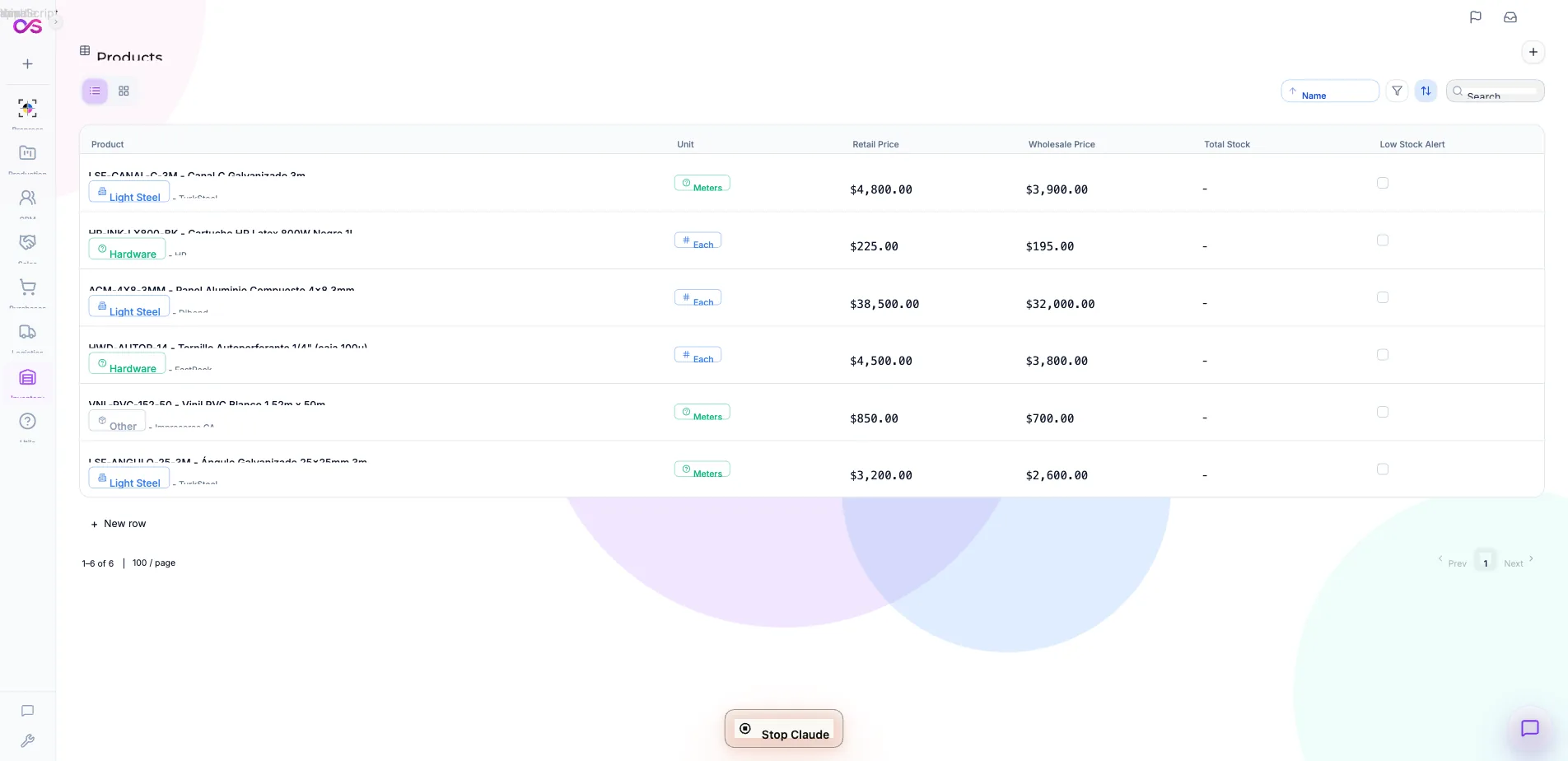 Casa procurement module with POs and vendors